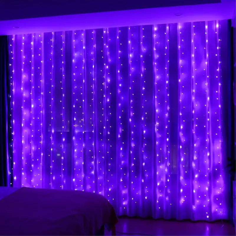 Enhance Your Space with 1pc 300 LED Curtain Fairy Lights | Remote Controlled, 8 Modes, Waterproof, USB Plug In-2