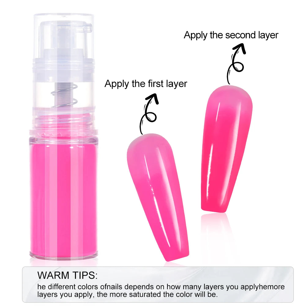 12Colors Ombre Spray Nail Dipping Powder 10g Neon Gradient Pastel Nail Pigment Ombre Spray Powder Diy Nail Supplies $%RT