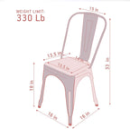 Metal Dining Chairs, Indoor/Outdoor and Stackable, Set of 4 (Bronze with Wooden Seat)