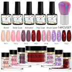 MEET ACROSS 5g Glitter Dipping Nail Powder Set Nude Pink Purple Dipping Nail System Kits No Need Lamp Saving Time DIY Nail Art