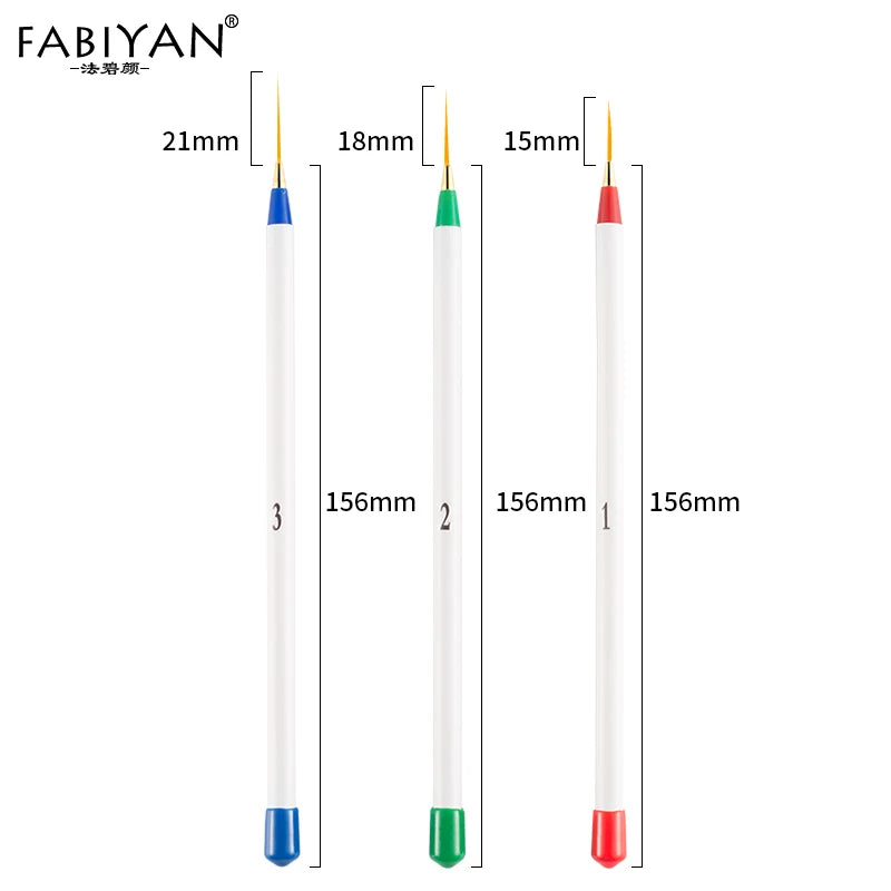 3pcs/set Nail Art Liner Painting Pen 3D Tips DIY Acrylic UV Gel Brushes Drawing Kit Flower Line Grid French Design Manicure Tool
