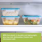 Total Solution 6 Piece Rectangle Plastic Food Storage Container Value Set, (3 X 8.5 Cup [2L] Containers with 3 X Tab Locking Lids) Opaque