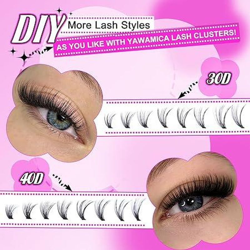 100D Volume Lash Cluster Kit - Natural Wispy Individual Eyelash Extensions (9-16mm) with DIY Application Tools, Lash Bond, and Seal