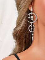 Starry Nights Long Earrings with Multiple Star Moon Pendants Celestial Glamour-1