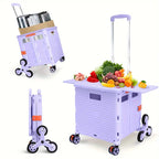 Portable Folding Cart with Stair Climbing Wheels- Purple-0