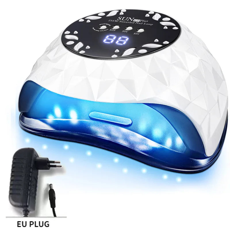 Professional UV LED Nail Lamp 216W Smart Sensor Gel Dryer - 36 LEDs Fast Curing Light for All Gels, Eye Care, No Dark Hands
