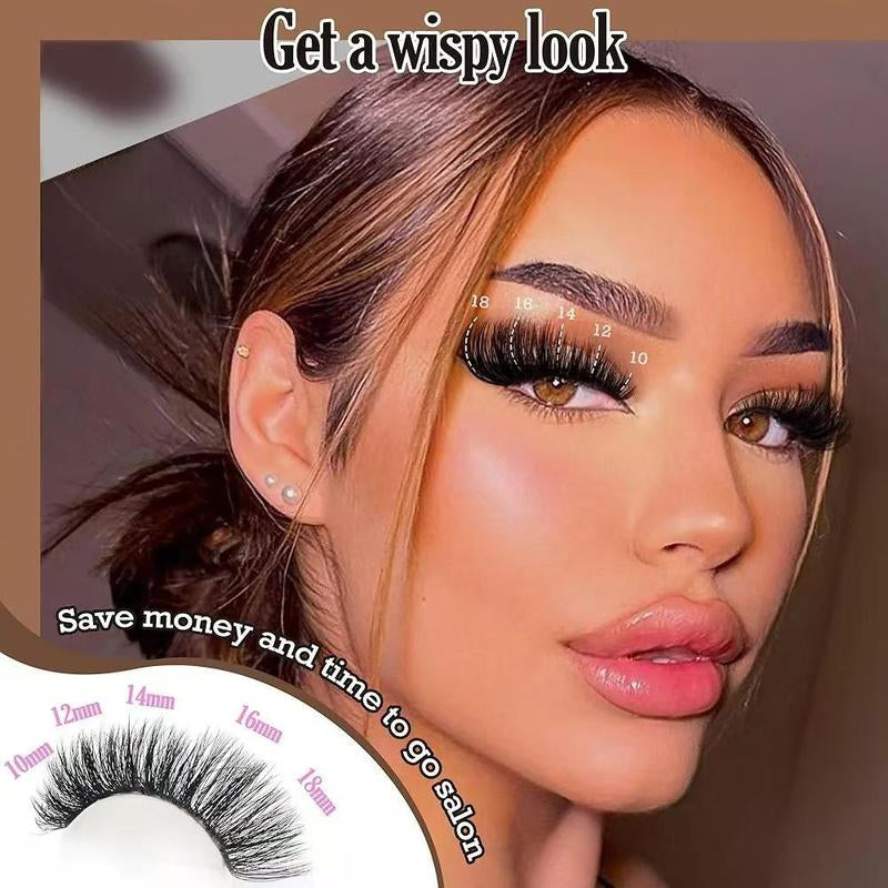 100D Volume Lash Cluster Kit - Natural Wispy Individual Eyelash Extensions (9-16mm) with DIY Application Tools, Lash Bond, and Seal
