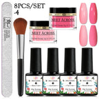 MEET ACROSS 5g Glitter Dipping Nail Powder Set Nude Pink Purple Dipping Nail System Kits No Need Lamp Saving Time DIY Nail Art