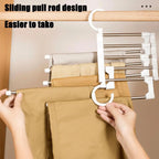 MaxiRack 5-in-1 Magic Trouser Rack – Stainless Steel Folding Pant & Tie Organizer for Closet & Wardrobe Storage
