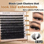 100D Volume Lash Cluster Kit - Natural Wispy Individual Eyelash Extensions (9-16mm) with DIY Application Tools, Lash Bond, and Seal