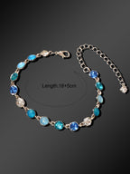 Luxury Blue Transparent Big Cubic Zirconia Bracelet Wedding Engagement Jewellery-2