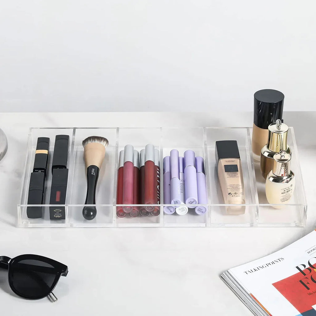2 Pack Acrylic Sunglass Organizer, 6 Slot Eye Glasses Storage Holder Display Racks Stackable Eyewear Drawer Organizer Tray