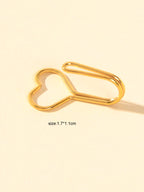 1pc Faux Lip Ear Nose Gold Metal Heart Shape Non Piercing Clip On Nose Hoop Ring-3