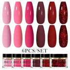 MEET ACROSS 5g Glitter Dipping Nail Powder Set Nude Pink Purple Dipping Nail System Kits No Need Lamp Saving Time DIY Nail Art