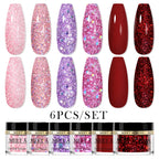 MEET ACROSS 5g Glitter Dipping Nail Powder Set Nude Pink Purple Dipping Nail System Kits No Need Lamp Saving Time DIY Nail Art