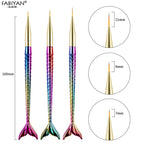 3pcs/set Nail Art Liner Painting Pen 3D Tips DIY Acrylic UV Gel Brushes Drawing Kit Flower Line Grid French Design Manicure Tool