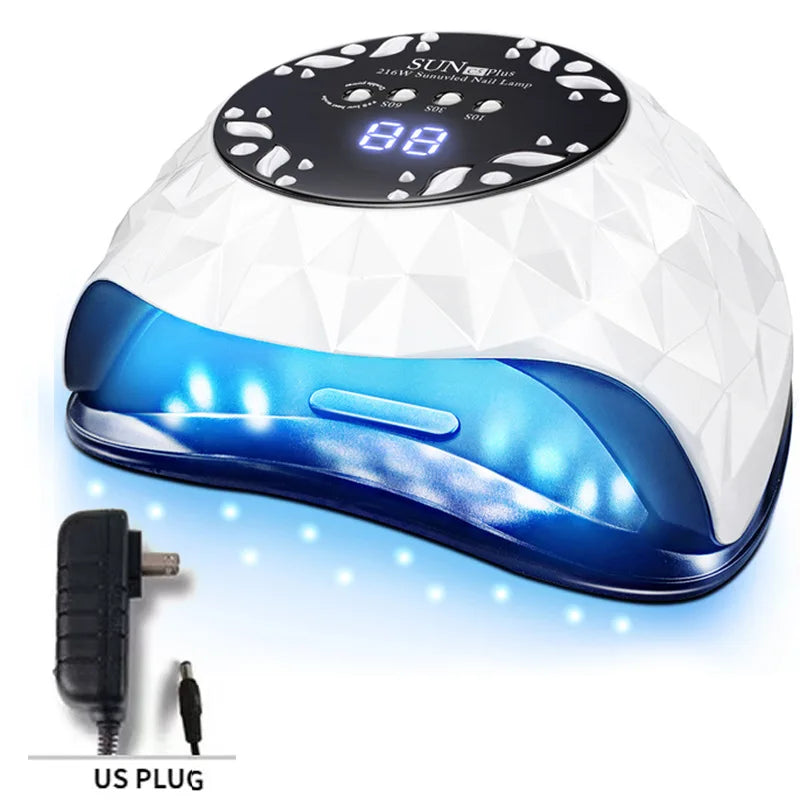 Professional UV LED Nail Lamp 216W Smart Sensor Gel Dryer - 36 LEDs Fast Curing Light for All Gels, Eye Care, No Dark Hands