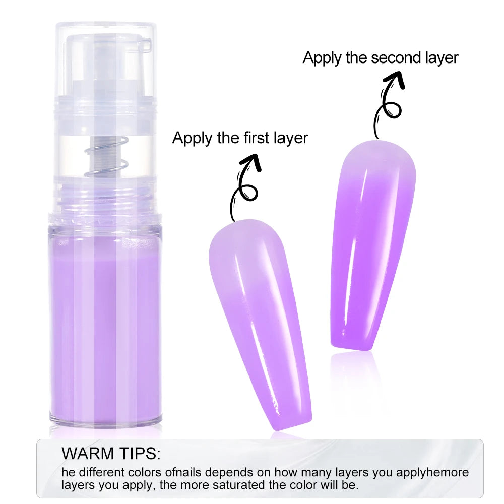 12Colors Ombre Spray Nail Dipping Powder 10g Neon Gradient Pastel Nail Pigment Ombre Spray Powder Diy Nail Supplies $%RT