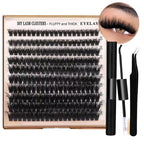 100D Volume Lash Cluster Kit - Natural Wispy Individual Eyelash Extensions (9-16mm) with DIY Application Tools, Lash Bond, and Seal