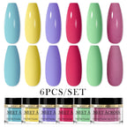 MEET ACROSS 5g Glitter Dipping Nail Powder Set Nude Pink Purple Dipping Nail System Kits No Need Lamp Saving Time DIY Nail Art