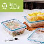 Total Solution 6 Piece Rectangle Plastic Food Storage Container Value Set, (3 X 8.5 Cup [2L] Containers with 3 X Tab Locking Lids) Opaque