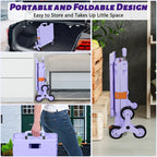 Portable Folding Cart with Stair Climbing Wheels- Purple-1