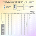 Enhance Your Space with 1pc 300 LED Curtain Fairy Lights | Remote Controlled, 8 Modes, Waterproof, USB Plug In-0