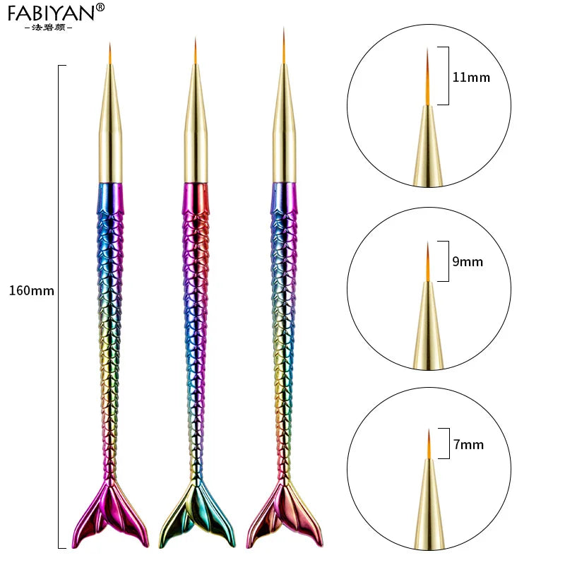 3pcs/set Nail Art Liner Painting Pen 3D Tips DIY Acrylic UV Gel Brushes Drawing Kit Flower Line Grid French Design Manicure Tool