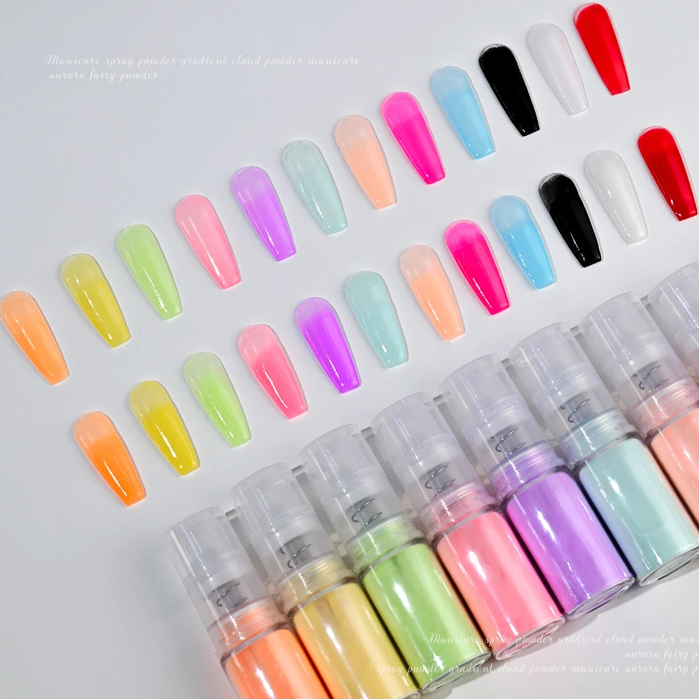 12Colors Ombre Spray Nail Dipping Powder 10g Neon Gradient Pastel Nail Pigment Ombre Spray Powder Diy Nail Supplies $%RT