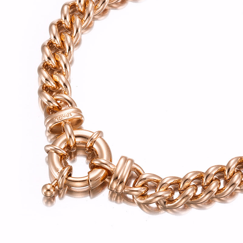 18ct Heavy Rose Gold Plated  Euro Chain Bracelet with Bolt Clasp - USA Made-0
