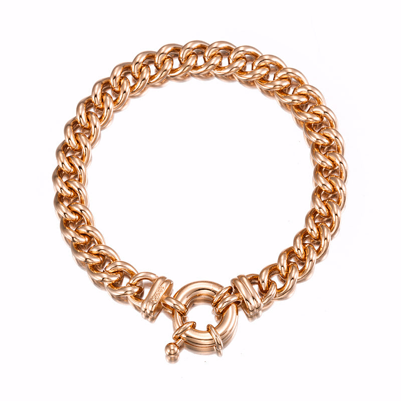 18ct Heavy Rose Gold Plated  Euro Chain Bracelet with Bolt Clasp - USA Made-1