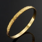 18ct Heavy Yellow Gold Plated Embossed Filigree Women's Bangle - USA Made-2