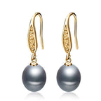 Stunning Simulated Diamond Freshwater Pearl Drop Earrings in Gold-3