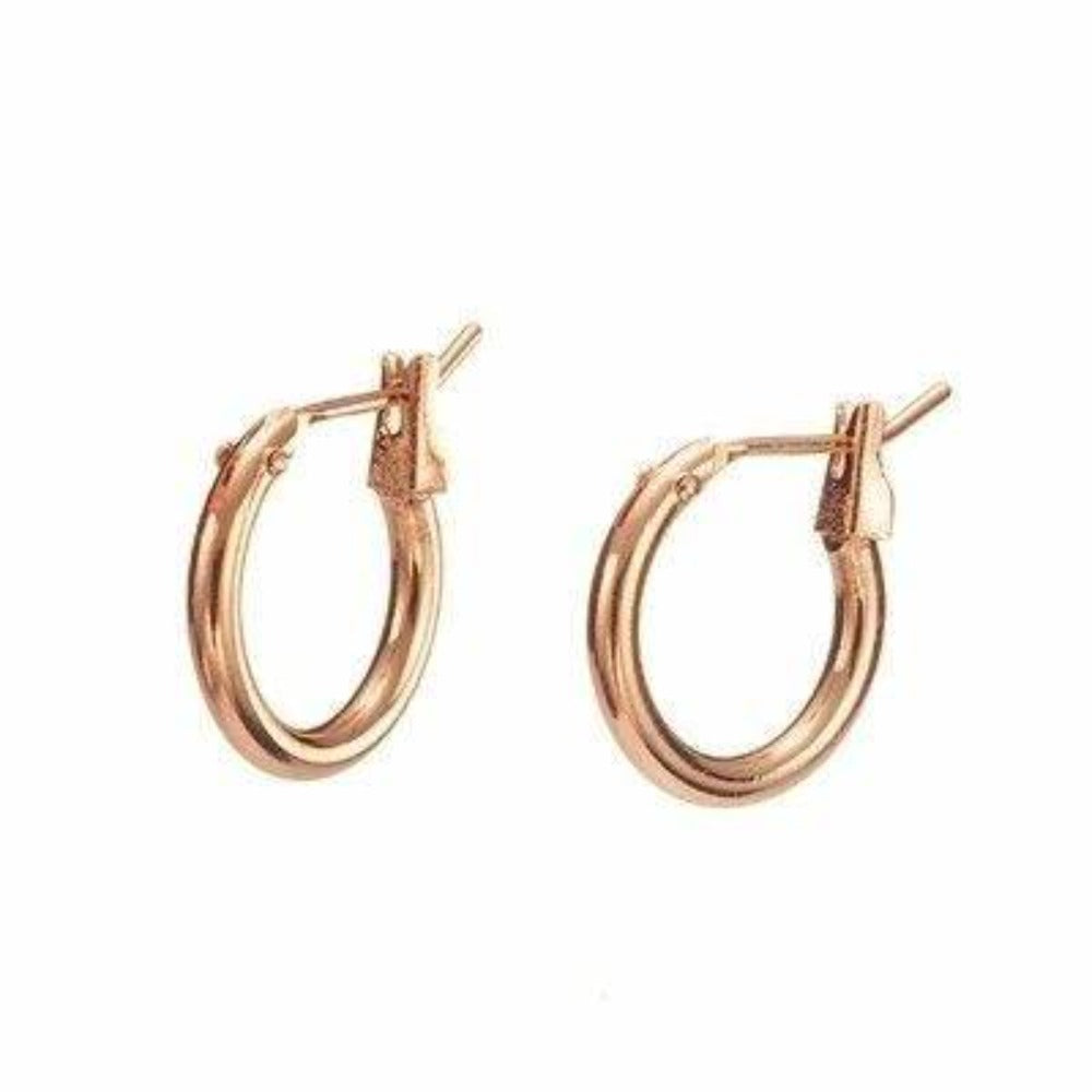 18ct Heavy Rose Gold Plated  6mm (Babies) & 9mm (Children's) Hoop Earrings - USA Made-0