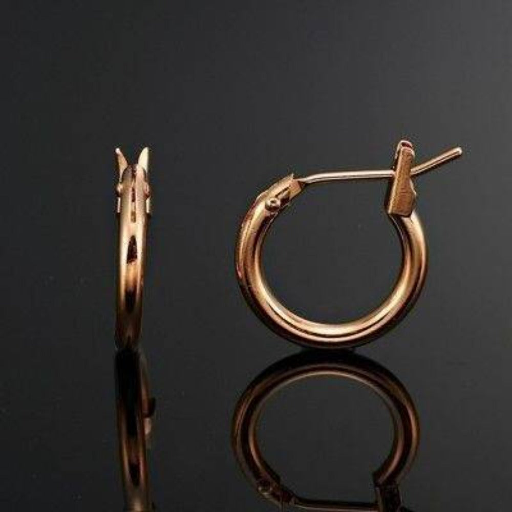 18ct Heavy Rose Gold Plated  6mm (Babies) & 9mm (Children's) Hoop Earrings - USA Made-4