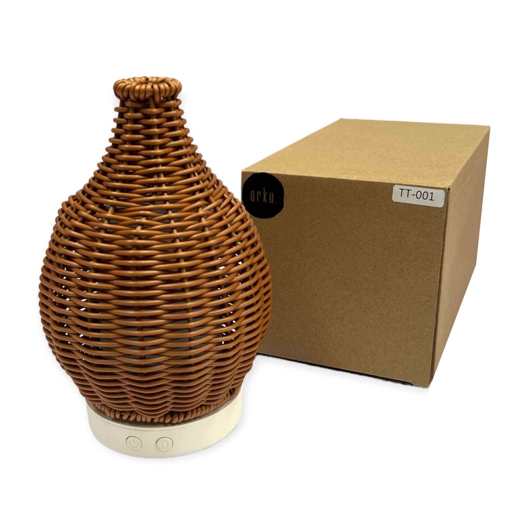 Essential Oil Aroma Diffuser and Remote - 100ml Rattan Woven Mist Humidifier-1