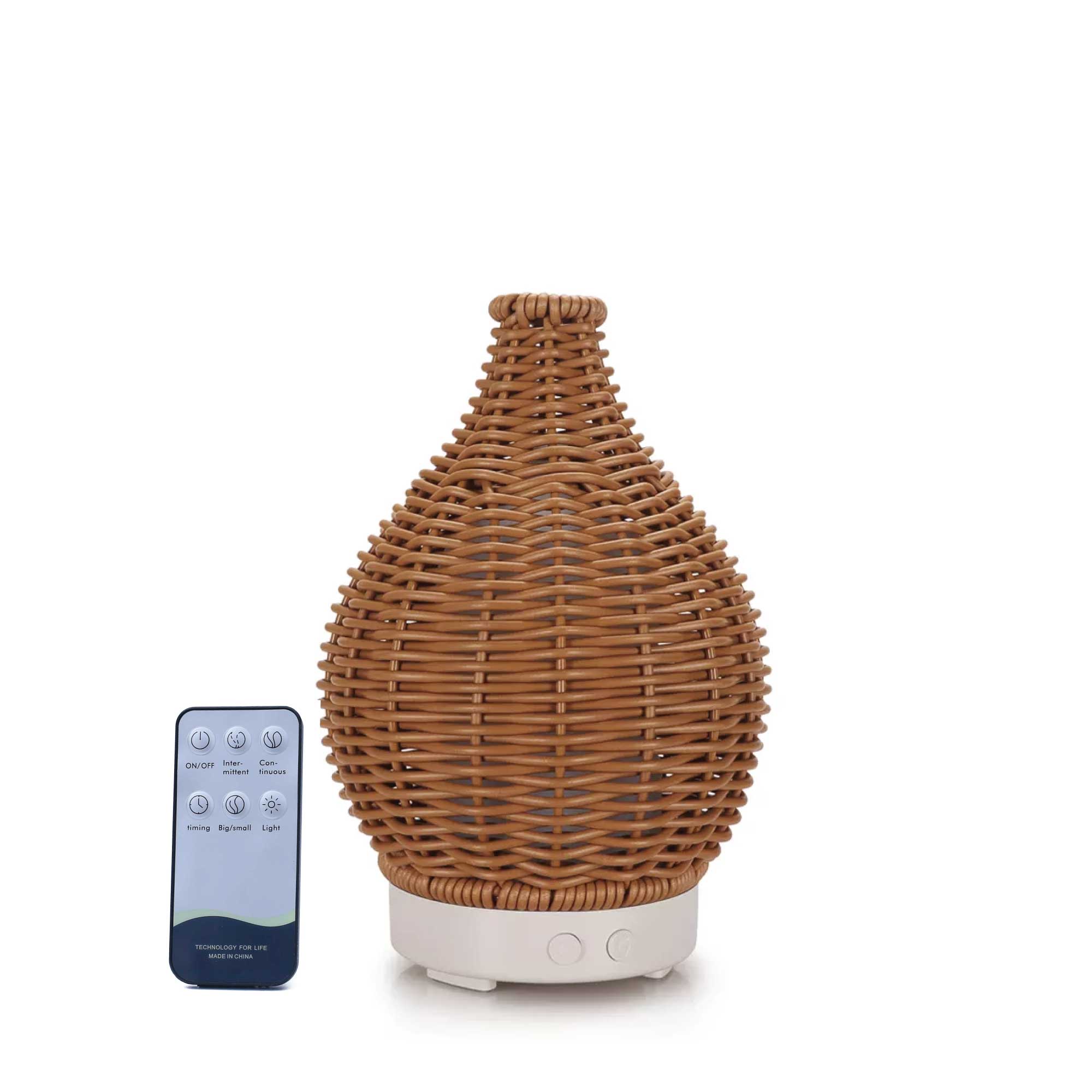 Essential Oil Aroma Diffuser and Remote - 100ml Rattan Woven Mist Humidifier-0