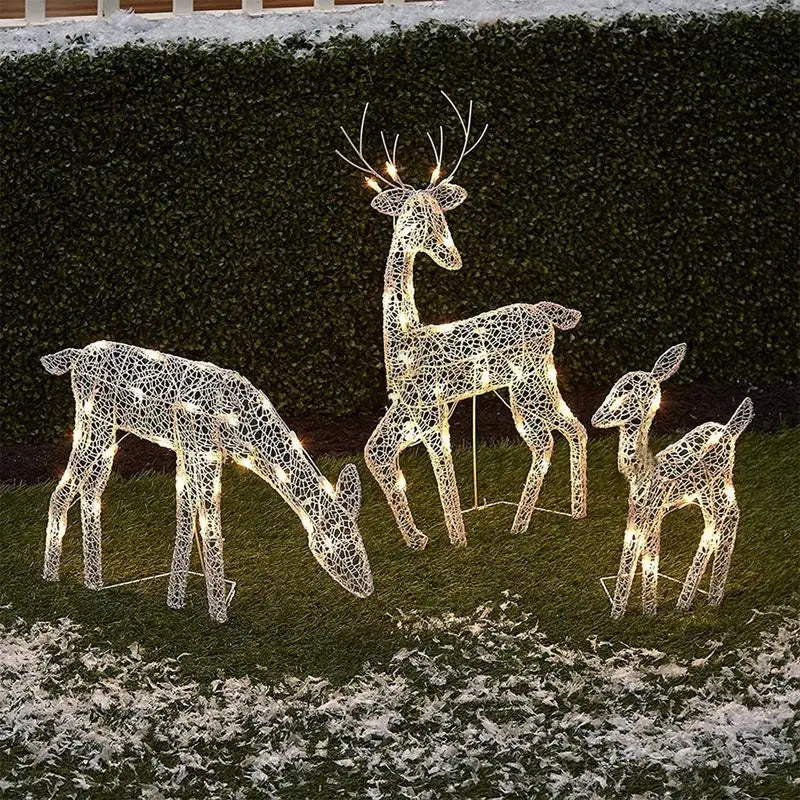 Lighted Christmas Deer Reindeer Family with LED Lights-1