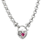 925 Sterling Silver Plated 6mm Belcher Chain Necklace with a Pink Filigree Locket - USA Made-1