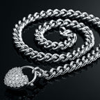 925 Sterling Silver Plated Euro Chain Necklace Featuring a Simulated Diamond Locket - USA Made-3