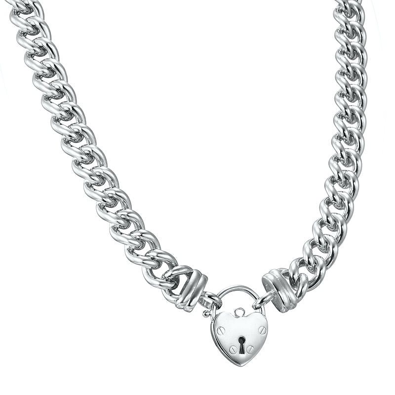 925 Sterling Silver Plated 12mm Euro Chain Necklace with a Small Plain Heart Locket - USA Made-2