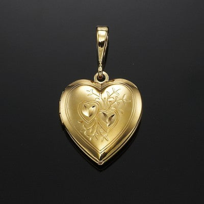 18ct Heavy Yellow Gold Plated Heart Locket Pendant - USA Made-1