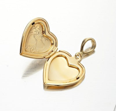 18ct Heavy Yellow Gold Plated Heart Locket Pendant - USA Made-2