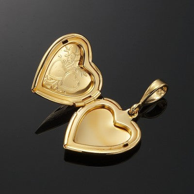 18ct Heavy Yellow Gold Plated Heart Locket Pendant - USA Made-3