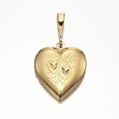 18ct Heavy Yellow Gold Plated Heart Locket Pendant - USA Made-0