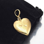 18ct Heavy Yellow Gold Plated Heart Locket Pendant - USA Made-4