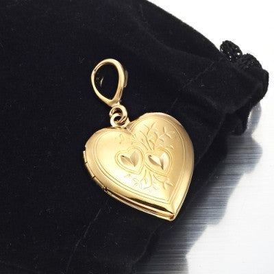 18ct Heavy Yellow Gold Plated Heart Locket Pendant - USA Made-4