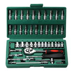 46 Piece Multi Purpose Tool Kit Comprehensive Hand Tool Set Green-0