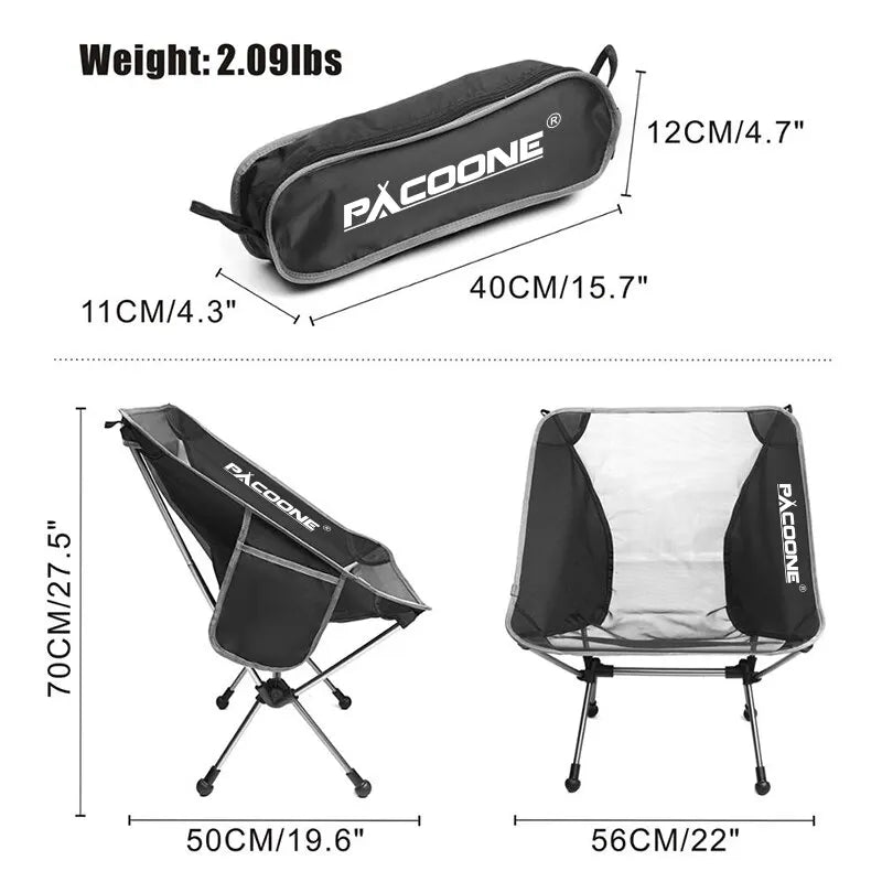 Folding Aluminum Camping Chair Portable High-Load Outdoor Seat Black-2