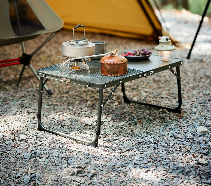 Adjustable Camping Table with Dual Surface Panels Green-4